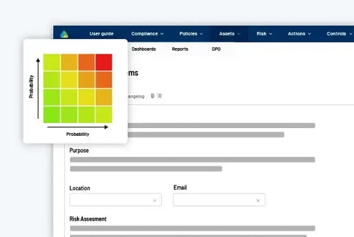 Risikovurdering med fargekodet matrise og skjema for vurdering av ESG-risiko i RISMA.